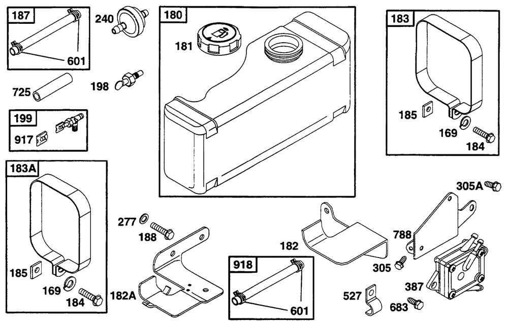 Fuel Tank Grp Diagram and Parts List for 256702-4002-XX  Briggs and Stratton Engine